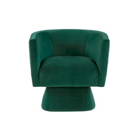 Cabe Swivel Accent Armchair, Diamond Stitch Back, Emerald Green Velvet - BM345362