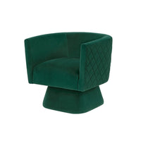 Cabe Swivel Accent Armchair, Diamond Stitch Back, Emerald Green Velvet - BM345362
