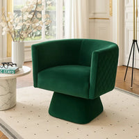 Cabe Swivel Accent Armchair, Diamond Stitch Back, Emerald Green Velvet - BM345362