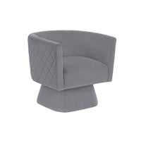 Cabe Swivel Accent Armchair, Diamond Stitch Back, Modern Gray Velvet - BM345363