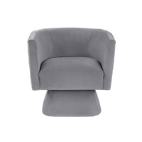 Cabe Swivel Accent Armchair, Diamond Stitch Back, Modern Gray Velvet - BM345363