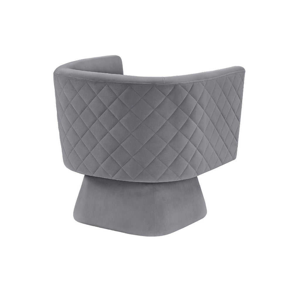 Cabe Swivel Accent Armchair, Diamond Stitch Back, Modern Gray Velvet - BM345363