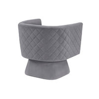 Cabe Swivel Accent Armchair, Diamond Stitch Back, Modern Gray Velvet - BM345363