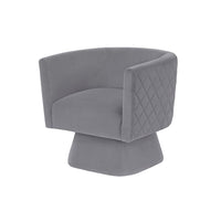Cabe Swivel Accent Armchair, Diamond Stitch Back, Modern Gray Velvet - BM345363