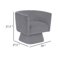 Cabe Swivel Accent Armchair, Diamond Stitch Back, Modern Gray Velvet - BM345363