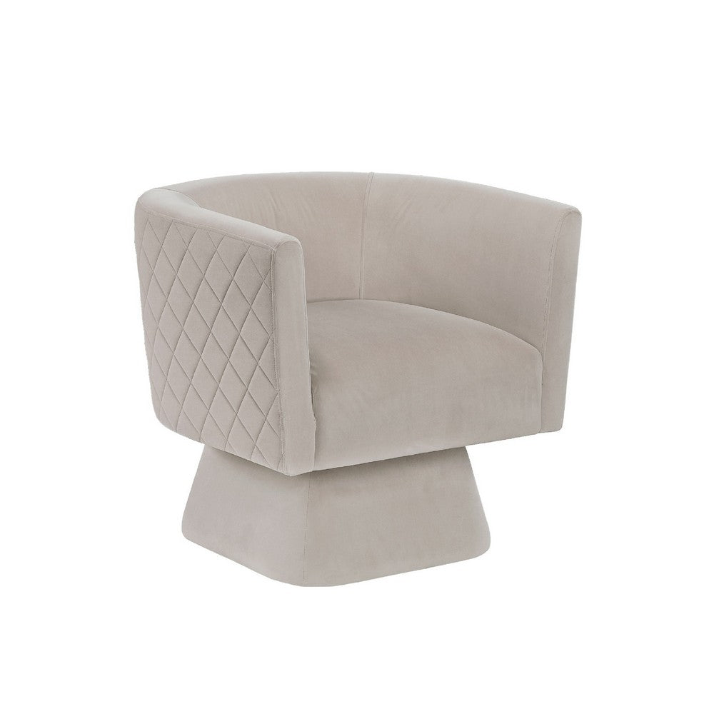 Cabe Swivel Accent Armchair, Diamond Stitch Back, Taupe Brown Velvet - BM345364