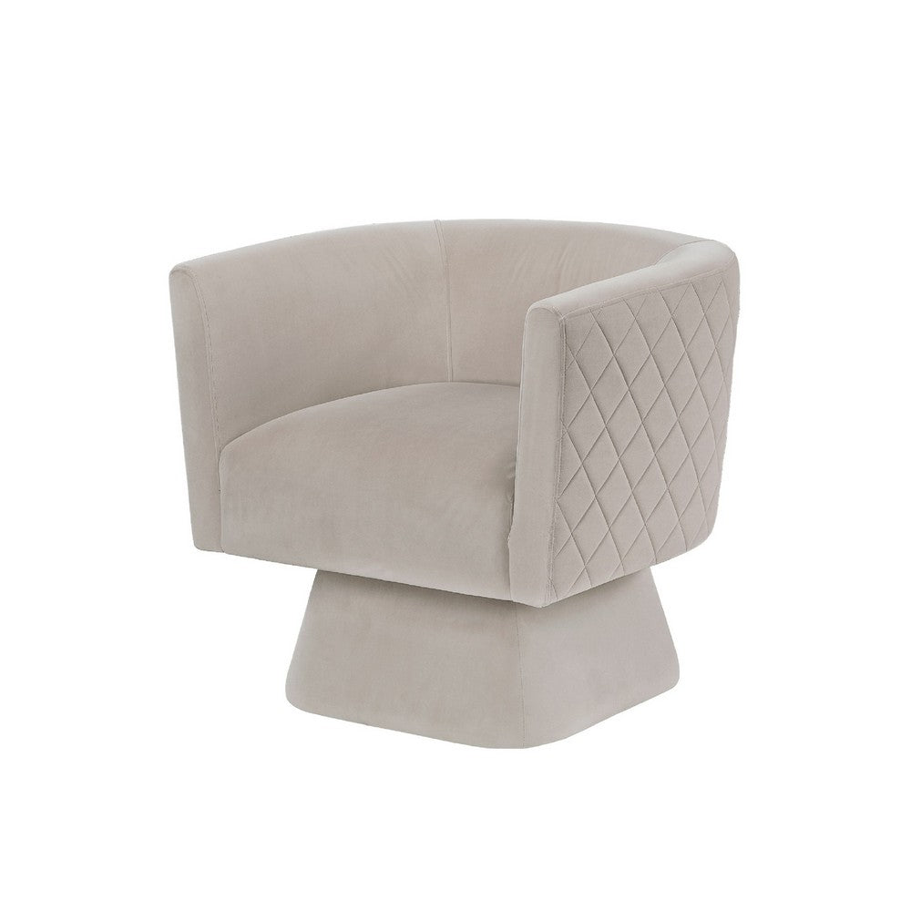 Cabe Swivel Accent Armchair, Diamond Stitch Back, Taupe Brown Velvet - BM345364