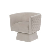 Cabe Swivel Accent Armchair, Diamond Stitch Back, Taupe Brown Velvet - BM345364
