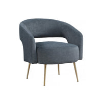 Noel Accent Chair, Curved Open Back, Dark Gray Velvet, Gold Metal Legs - BM345365