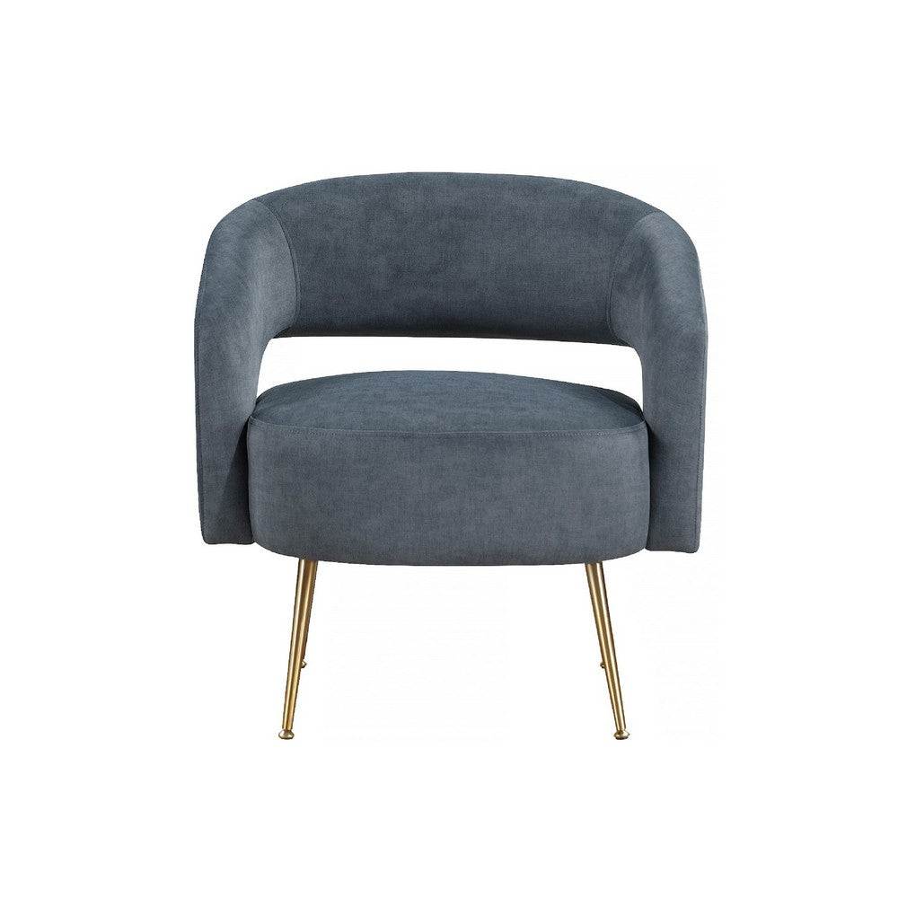 Noel Accent Chair, Curved Open Back, Dark Gray Velvet, Gold Metal Legs - BM345365