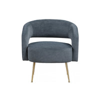 Noel Accent Chair, Curved Open Back, Dark Gray Velvet, Gold Metal Legs - BM345365