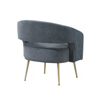 Noel Accent Chair, Curved Open Back, Dark Gray Velvet, Gold Metal Legs - BM345365