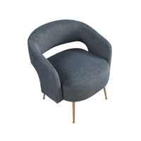 Noel Accent Chair, Curved Open Back, Dark Gray Velvet, Gold Metal Legs - BM345365