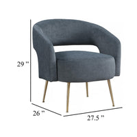 Noel Accent Chair, Curved Open Back, Dark Gray Velvet, Gold Metal Legs - BM345365