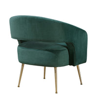 Noel Accent Chair, Curved Open Back, Dark Green Velvet, Gold Metal Legs - BM345367