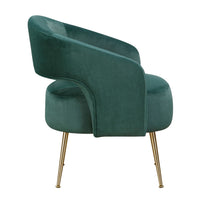Noel Accent Chair, Curved Open Back, Dark Green Velvet, Gold Metal Legs - BM345367