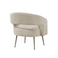 Noel Accent Chair, Curved Open Back, Taupe Brown Velvet, Gold Metal Legs - BM345368