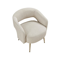 Noel Accent Chair, Curved Open Back, Taupe Brown Velvet, Gold Metal Legs - BM345368