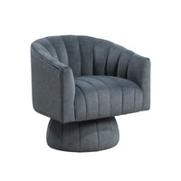 Rex Swivel Accent Chair, Barrel Channel Stitched Velvet, Dark Gray - BM345369