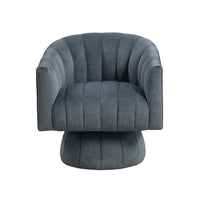 Rex Swivel Accent Chair, Barrel Channel Stitched Velvet, Dark Gray - BM345369