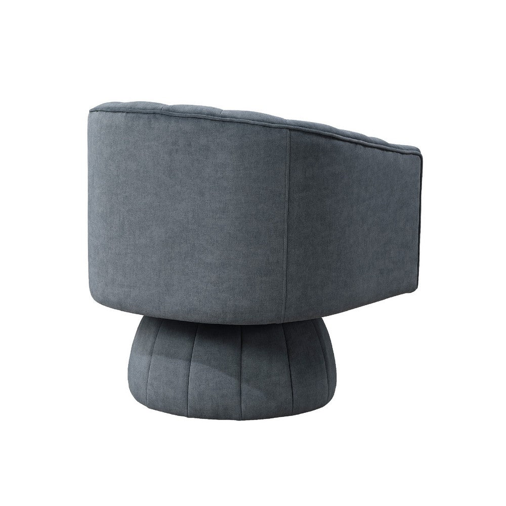 Rex Swivel Accent Chair, Barrel Channel Stitched Velvet, Dark Gray - BM345369