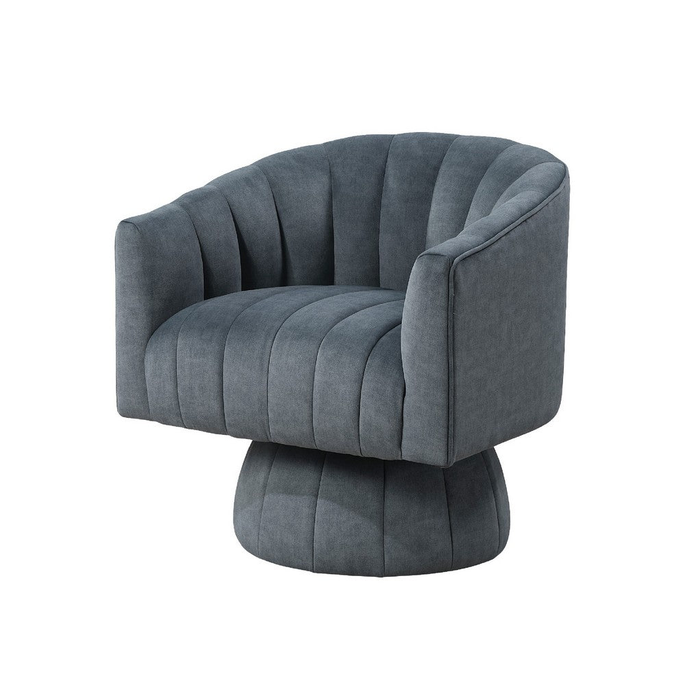 Rex Swivel Accent Chair, Barrel Channel Stitched Velvet, Dark Gray - BM345369