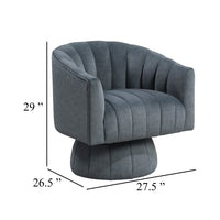 Rex Swivel Accent Chair, Barrel Channel Stitched Velvet, Dark Gray - BM345369