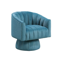 Rex Swivel Accent Chair, Barrel Channel Stitched Velvet, Teal Blue - BM345370