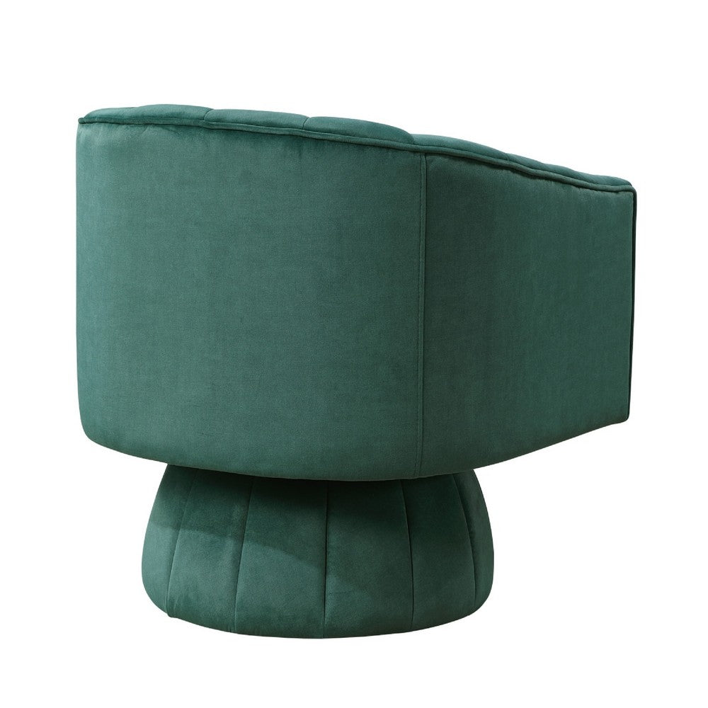 Rex Swivel Accent Chair, Barrel Channel Stitched Velvet, Green - BM345371