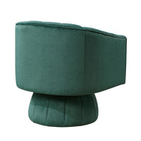 Rex Swivel Accent Chair, Barrel Channel Stitched Velvet, Green - BM345371