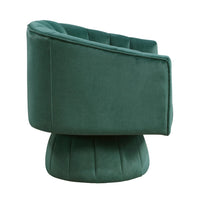 Rex Swivel Accent Chair, Barrel Channel Stitched Velvet, Green - BM345371