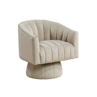 Rex Swivel Accent Chair, Barrel Channel Stitched Velvet, Taupe Brown - BM345372