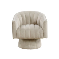 Rex Swivel Accent Chair, Barrel Channel Stitched Velvet, Taupe Brown - BM345372