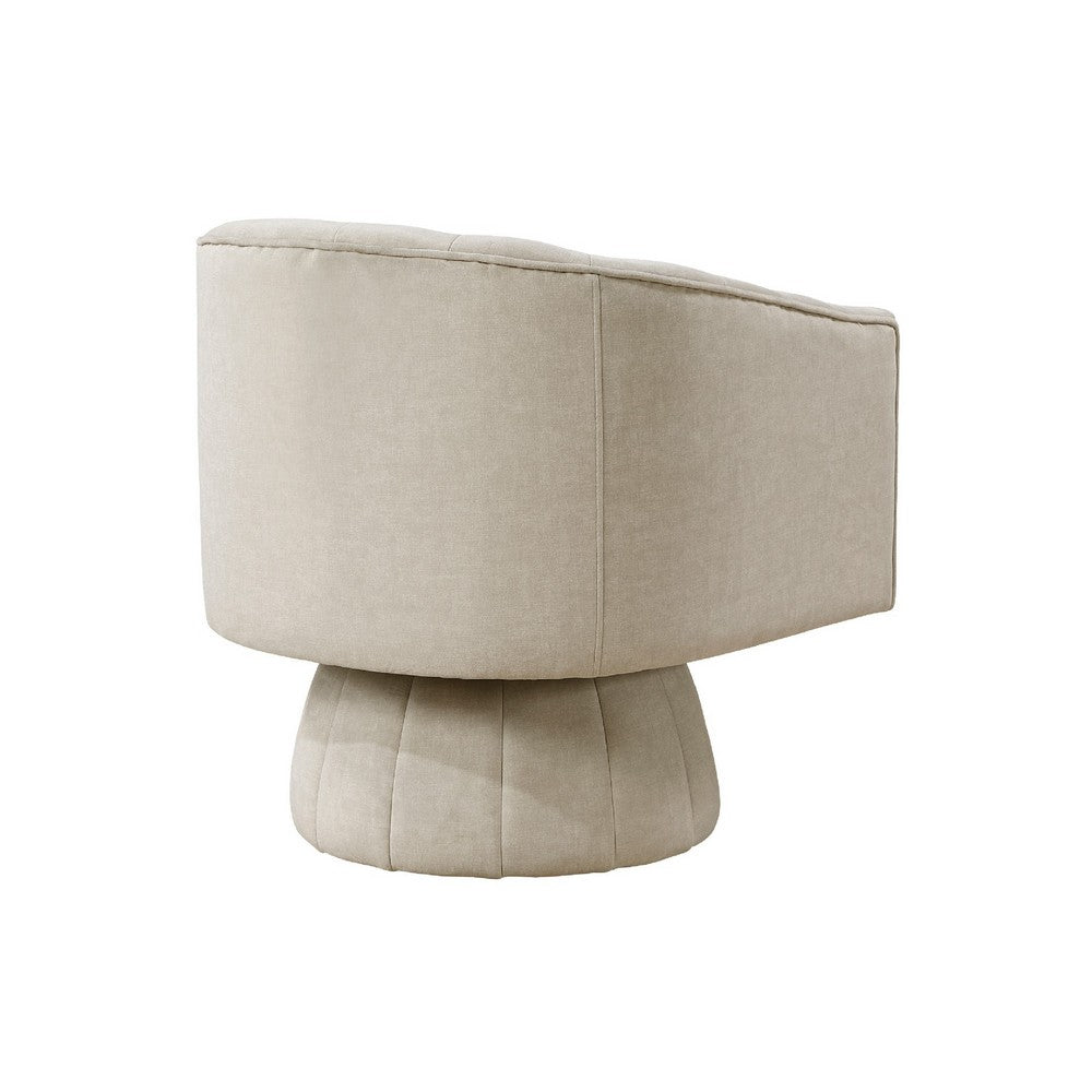 Rex Swivel Accent Chair, Barrel Channel Stitched Velvet, Taupe Brown - BM345372