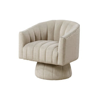 Rex Swivel Accent Chair, Barrel Channel Stitched Velvet, Taupe Brown - BM345372