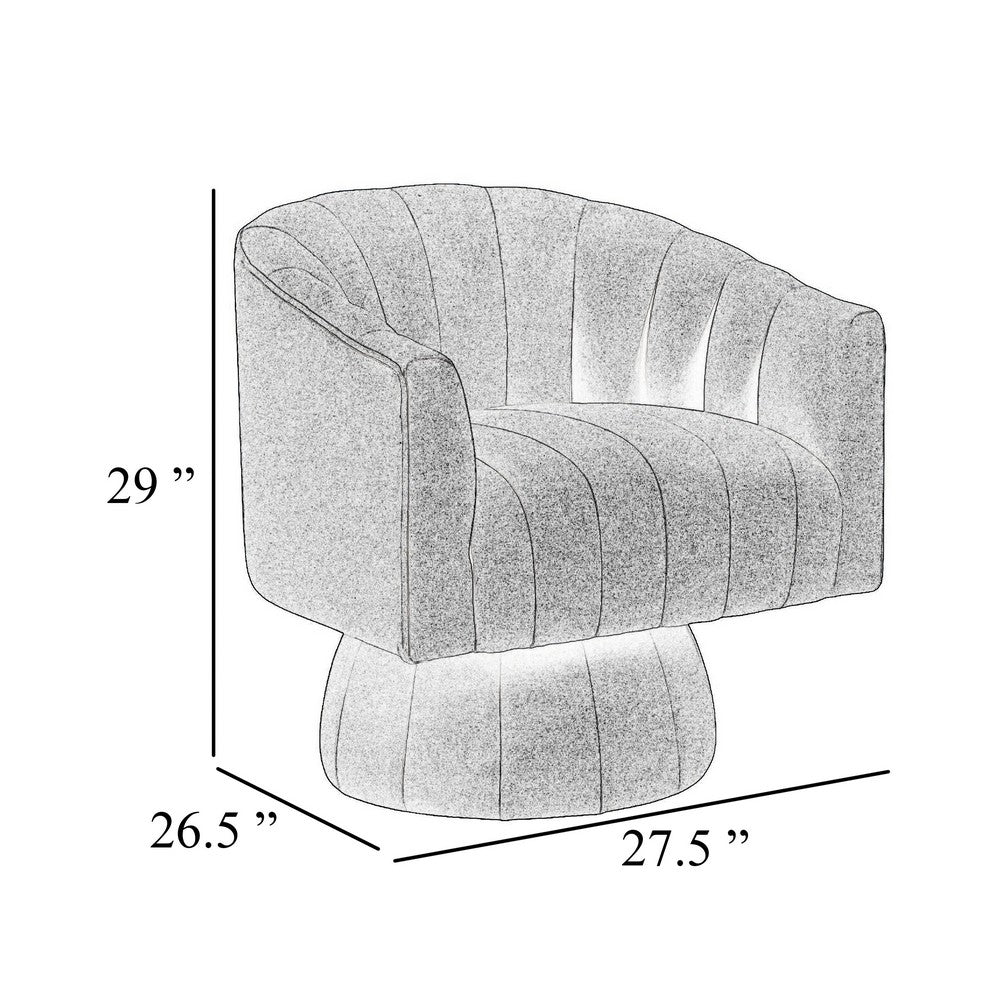 Rex Swivel Accent Chair, Barrel Channel Stitched Velvet, Taupe Brown - BM345372