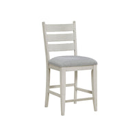 Wen Counter Height Chair Set of 2, Gray Fabric Seat, Weathered White - BM345375