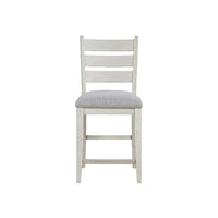 Wen Counter Height Chair Set of 2, Gray Fabric Seat, Weathered White - BM345375