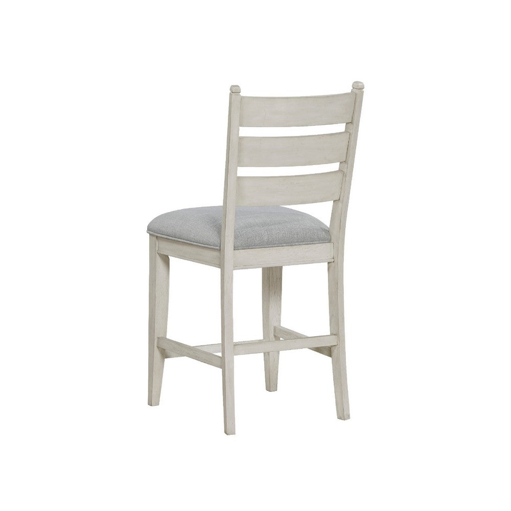 Wen Counter Height Chair Set of 2, Gray Fabric Seat, Weathered White - BM345375