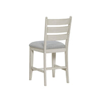 Wen Counter Height Chair Set of 2, Gray Fabric Seat, Weathered White - BM345375