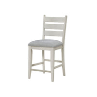 Wen Counter Height Chair Set of 2, Gray Fabric Seat, Weathered White - BM345375