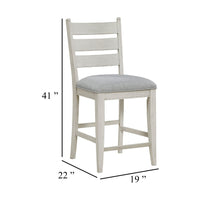 Wen Counter Height Chair Set of 2, Gray Fabric Seat, Weathered White - BM345375