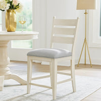 Wen Counter Height Chair Set of 2, Gray Fabric Seat, Weathered White - BM345375