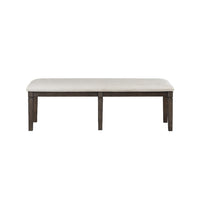 Vicy Bench, 58 Inch Beige Textured Fabric Seat, Espresso Brown Legs - BM345377
