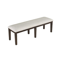Vicy Bench, 58 Inch Beige Textured Fabric Seat, Espresso Brown Legs - BM345377