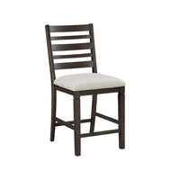 Vicy Counter Height Chair Set of 2, Beige Fabric Seat, Espresso Brown - BM345378