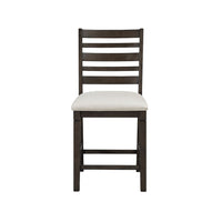 Vicy Counter Height Chair Set of 2, Beige Fabric Seat, Espresso Brown - BM345378