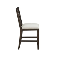 Vicy Counter Height Chair Set of 2, Beige Fabric Seat, Espresso Brown - BM345378