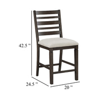 Vicy Counter Height Chair Set of 2, Beige Fabric Seat, Espresso Brown - BM345378