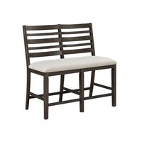 Vicy Counter Height Bench, Beige Fabric Seat, Espresso Brown Base - BM345379